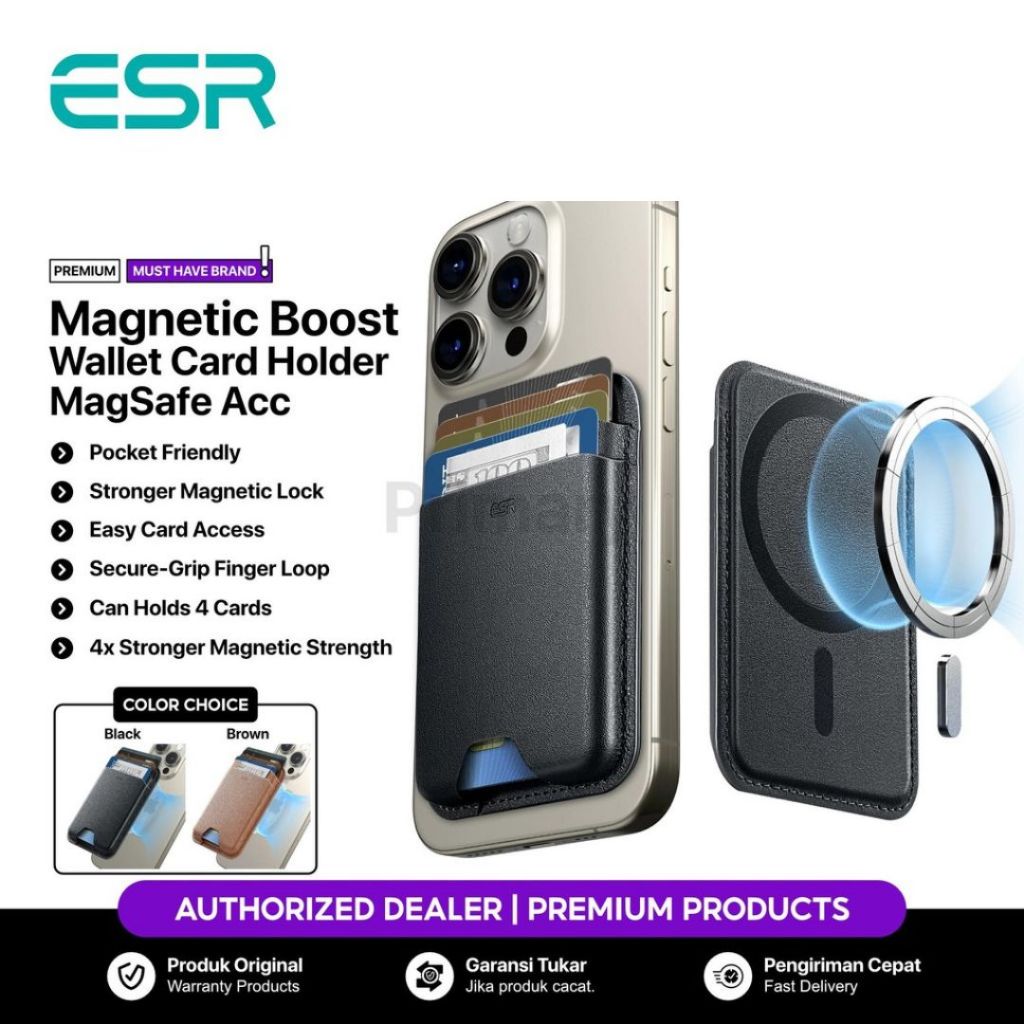 กระเป๋าสตางค์แม่เหล็ก ESR Magnetic Wallet Boost HaloLock ช่องเสียบการ์ดสูงสุด 4 การ์ดแม่เหล็กที่แข็ง