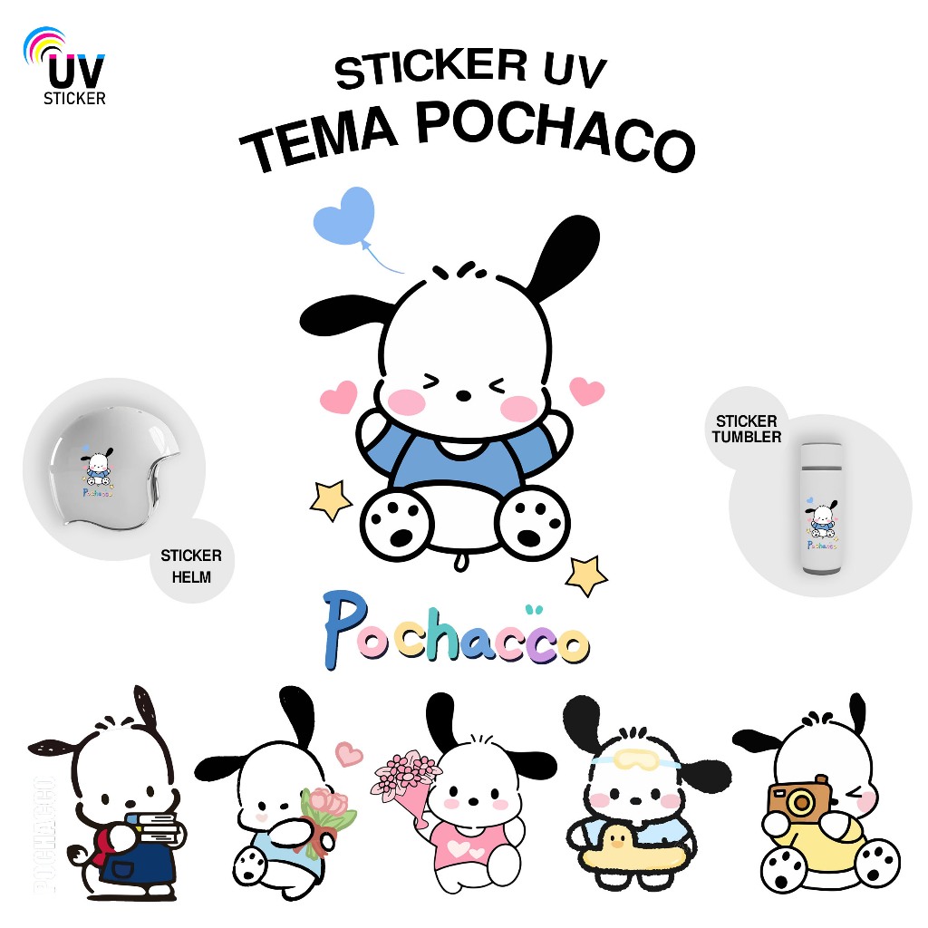 สติ๊กเกอร์ยูวี - POCHACCO THEME | สติ๊กเกอร์ยูวี, สติ๊กเกอร์มอเตอร์ไซค์, สติ๊กเกอร์ติดรถ, สติ๊กเกอร์หมวกกันน็อค, สติ๊กเกอร์ TUMBLER, สติ๊กเกอร์ 3D, สติ๊กเกอร์ DTF UV, BY UVStickers