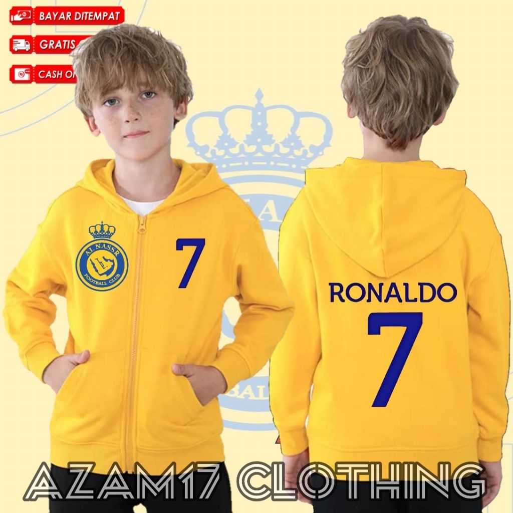 Al Nasr Cristiano Ronaldo Kids Zipper Hoodie Jacket Al Naser Football Team Boys Girls Clothing