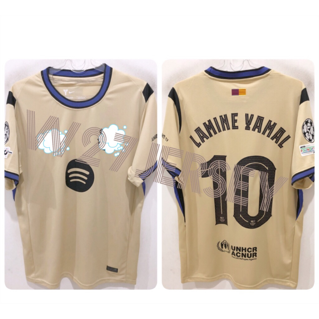 BARCALONA AWAY JERSEY 2025-2026 เครื่องเล่นชื่อ Lamine Yamal + Patch