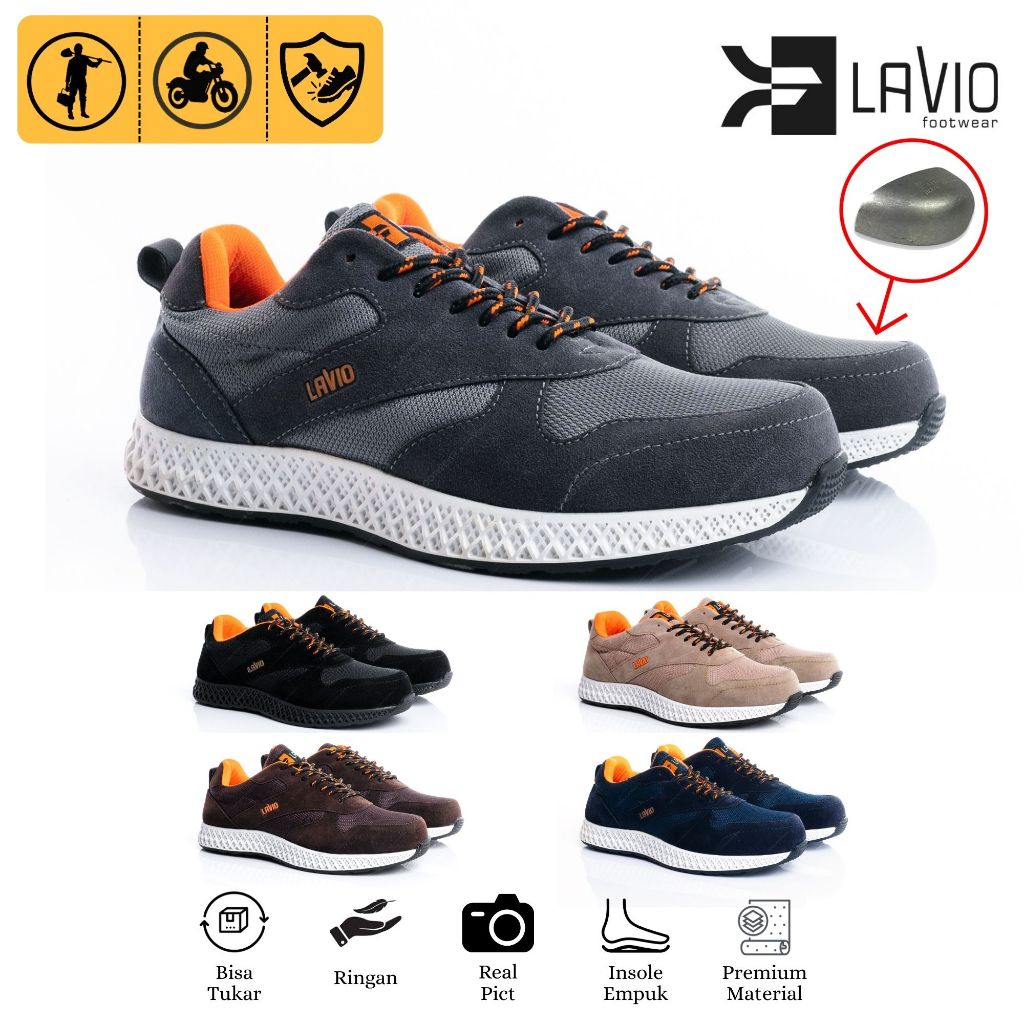 Lavio Alden Mens Steel Toe Safety Shoes, รองเท้าผ้าใบกีฬาสุดเท่, รองเท้าทํางานกลางแจ้ง
