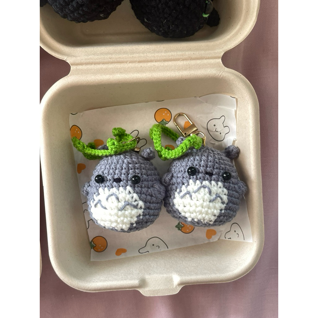 GANTUNGAN Totoro พวงกุญแจโครเชต์ totoro พวงกุญแจถัก