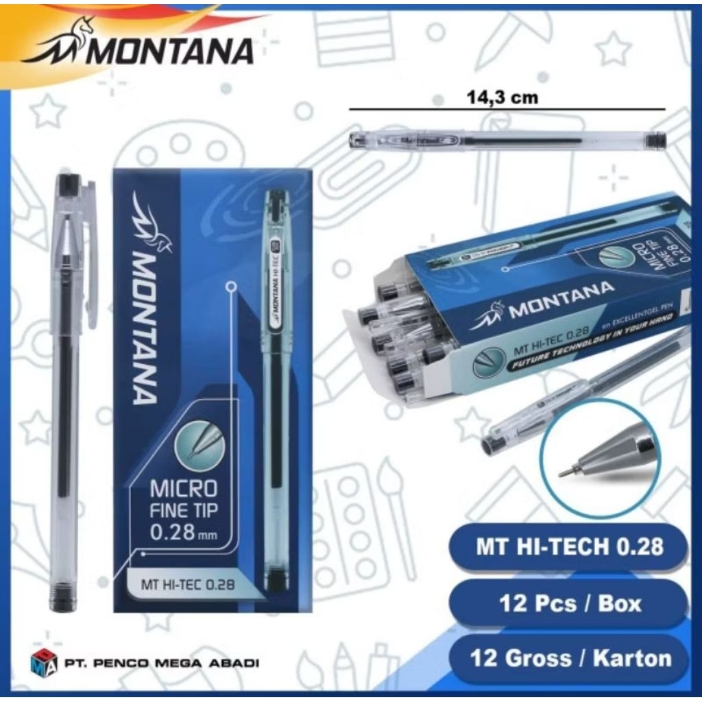 MONTANA MT HI-TEC 0.28MM GEL PEN HI-TEC 1 PACK CONTAINS 12 ชิ้น