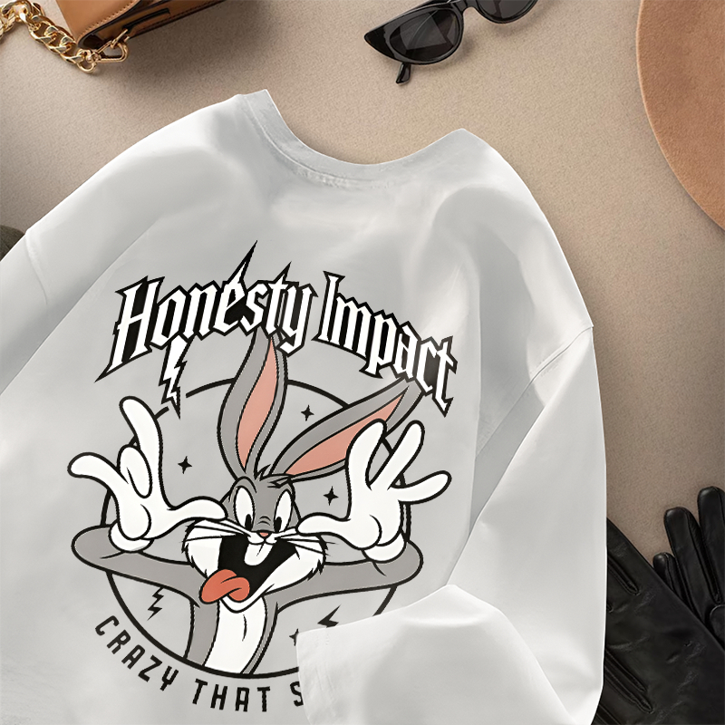 Ys Buyer - เสื้อยืดแขนโอเวอร์ไซส์ 7/8 | ตัวละคร Looney Tunes | วัสดุผ้าฝ้าย