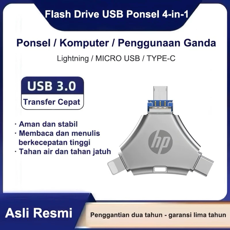 Flashdisk 2TB 1TB 512GB OTG 4 IN 1 สําหรับ iphone 615 USB 3.0 Micro + Type C + Li9htnin9 / 4in1 USB 