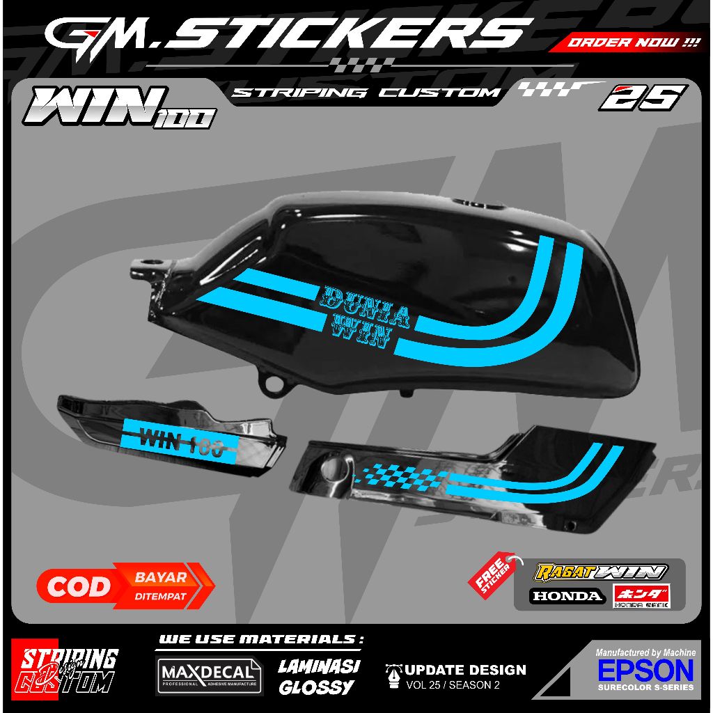 HONDA WIN 100 WIN CLASSIC WORLD WIN AQUA K52 แถบสติ๊กเกอร์ตัวแปร