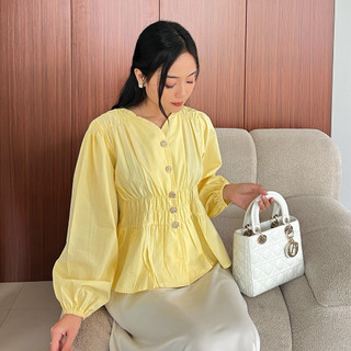 Valerie Blouse Original Edmee • Atasan Wanita Terlaris Blouse Button Kemeja Slimfit