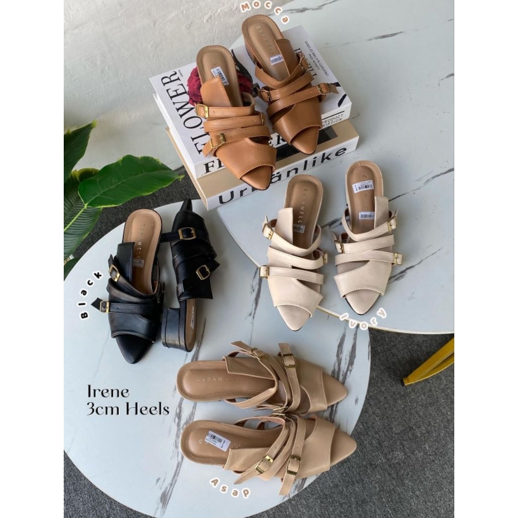 CARAMELL - Irene Heels รองเท้าแตะส้นสูง 3 ซม. รุ่นปิด 37-40 กันลื่น