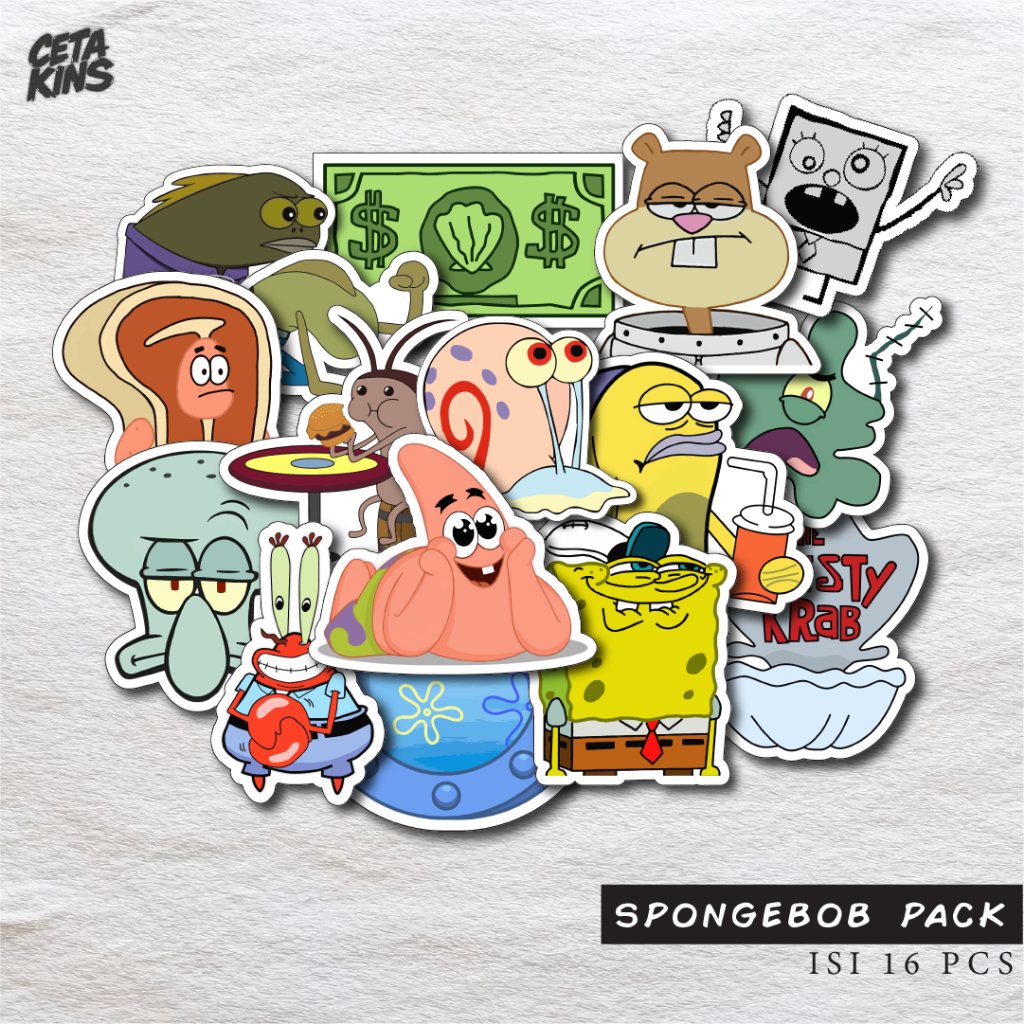 Spongebob Sticker Pack การ์ตูนน่ารัก Meme 16 ชิ้น