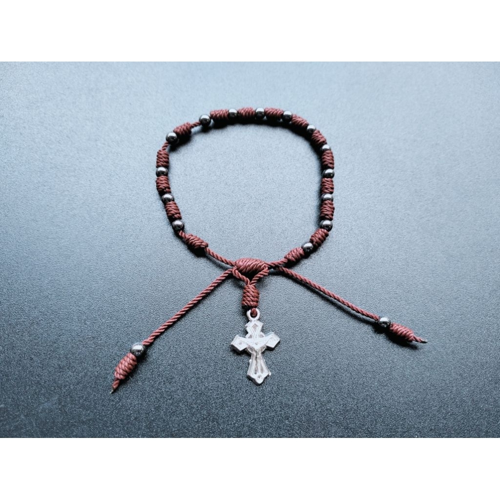 G468 CATHOLIC HEAVY BLUSTIN STONE MOTE SKAPULIER BRACELET