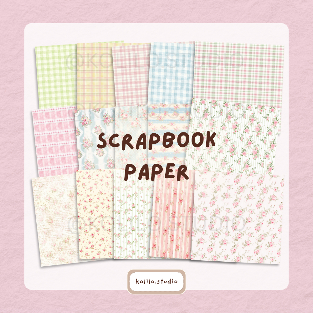 [SV.1] ชุดกระดาษ SCRAPBOOK JUNK JOURNAL VINTAGE FLORAL AESTETIC FLOWER MOTIF กระดาษ