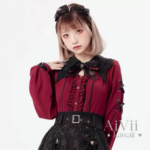 KEMEJA (AiVii) VAMPIRE JIRAI TOP GOTHIC BAT COLLAR SHIRT