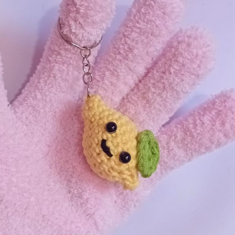 GANTUNGAN Lemon Amigrumi พวงกุญแจถักพวงกุญแจกระเป๋า Charm
