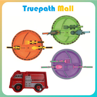 AM001 Alat Makan Anak 4in1 Piring Sendok Garpu Toys Truck Truk Fairy Dino Dinosaurus