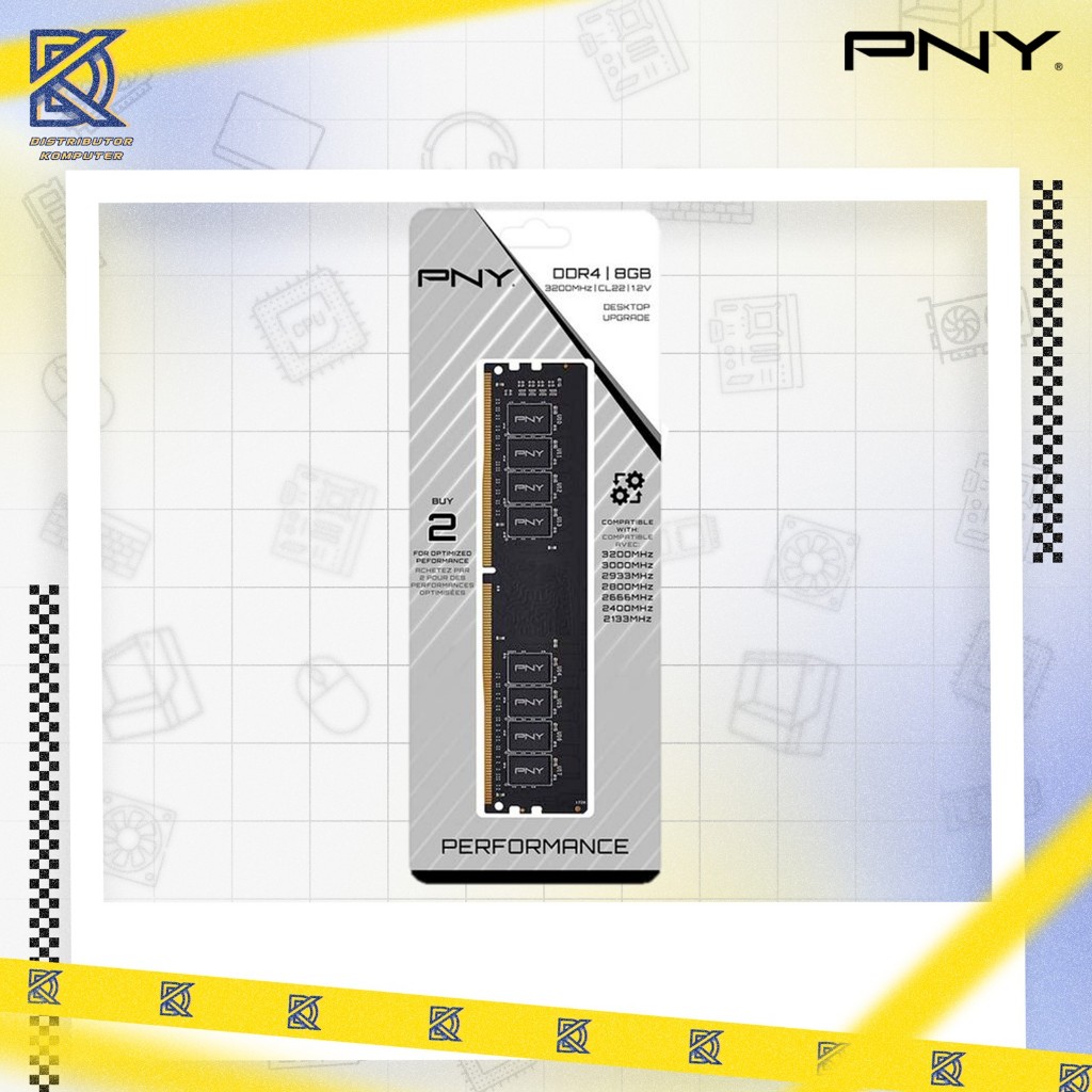 PNY Performance DDR4 8GB 3200MHz หน่วยความจําเดสก์ท็อป (PC4-25600) LONGDIMM