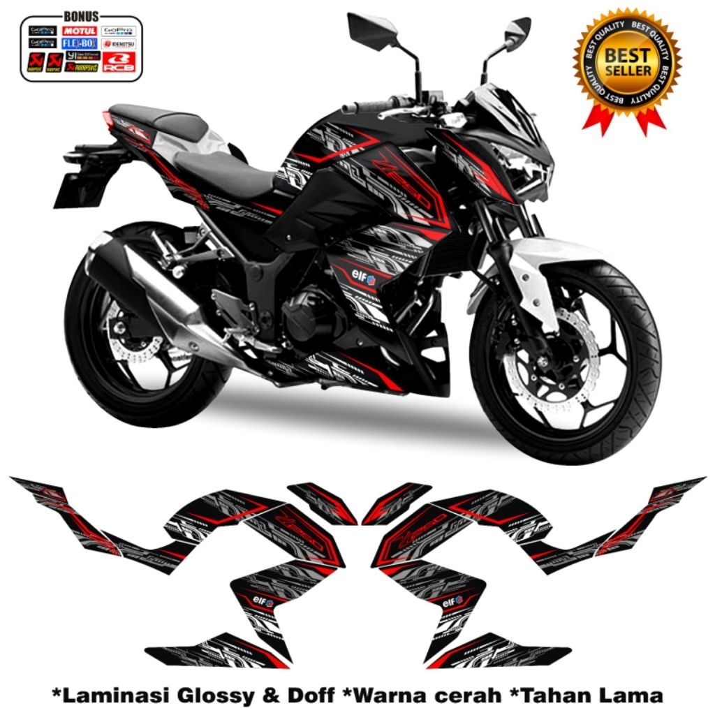 Ninja Z250 Custom Graphic Striping / kawasaki Ninja Z250 Motorcycle Decal Sticker / Variation List Sticker / Stock Decals