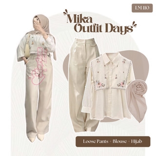 3In1 One Set OOTD Cewek Kece Remaja Blouse Nakeya, Celana Oro, Jilbab Outfit Korean Style - LM110