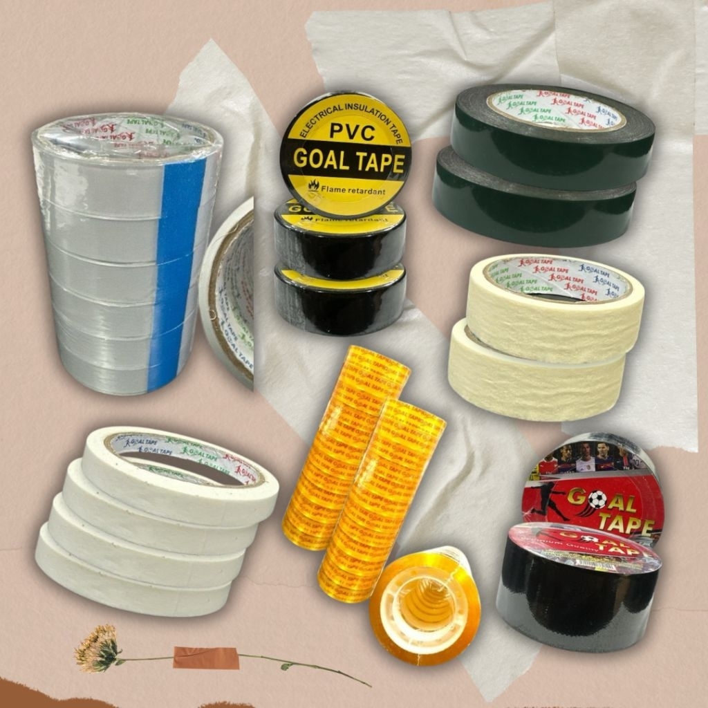 DOUBLE TAPE เทปโฟม 4 " 1⁄2" 1" 2" GOAL TAPE | เทปสวมหน้ากาก 1⁄2" 1" 2" | GOAL TAPE เทปสีดํา