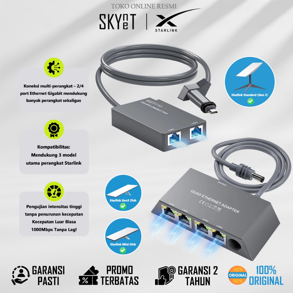Starlink Ethernet Adapter Splitter สําหรับ Starlink Gen 3 / Mini, Starlink Ethernet อะแดปเตอร์ 1 ถึง