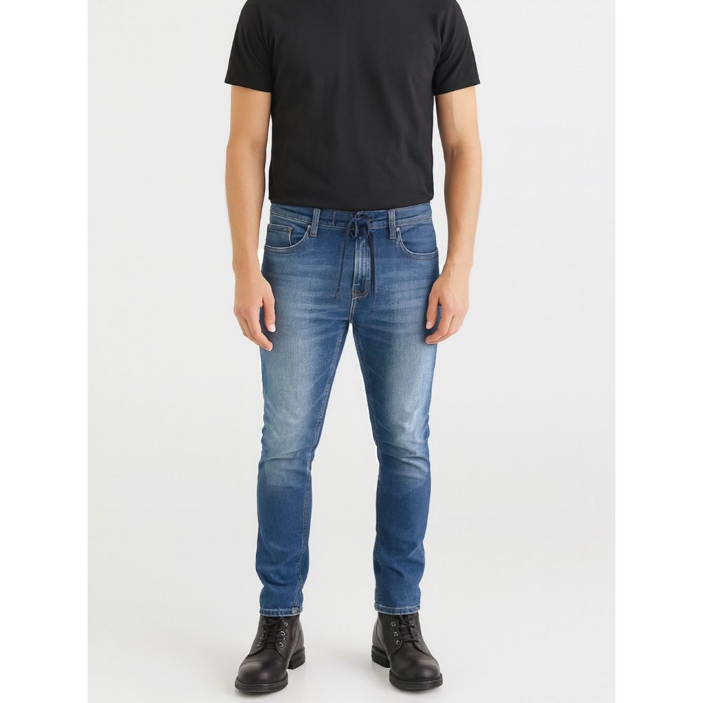 UNIQLO EZY JEANS SKINNY FIT TAPERED BLUE WASHED JEANS (36-38)