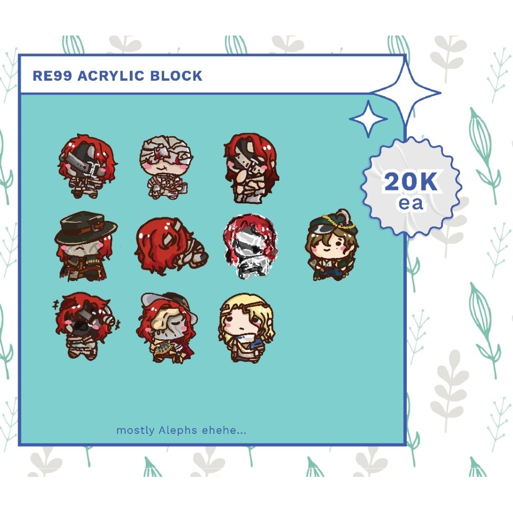 Reverse1999 Aleph (และผองเพื่อน) Chibi Acrylic Block