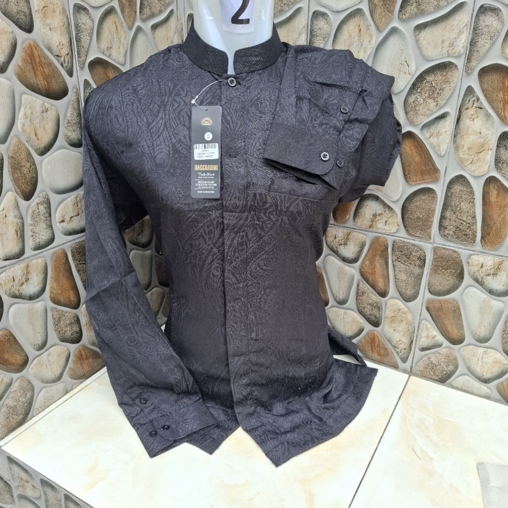 KEMEJA Jaguar เสื้อเชิ้ตติดกระดุมลายนูนสีดําสําหรับผู้ชายผู้ใหญ่