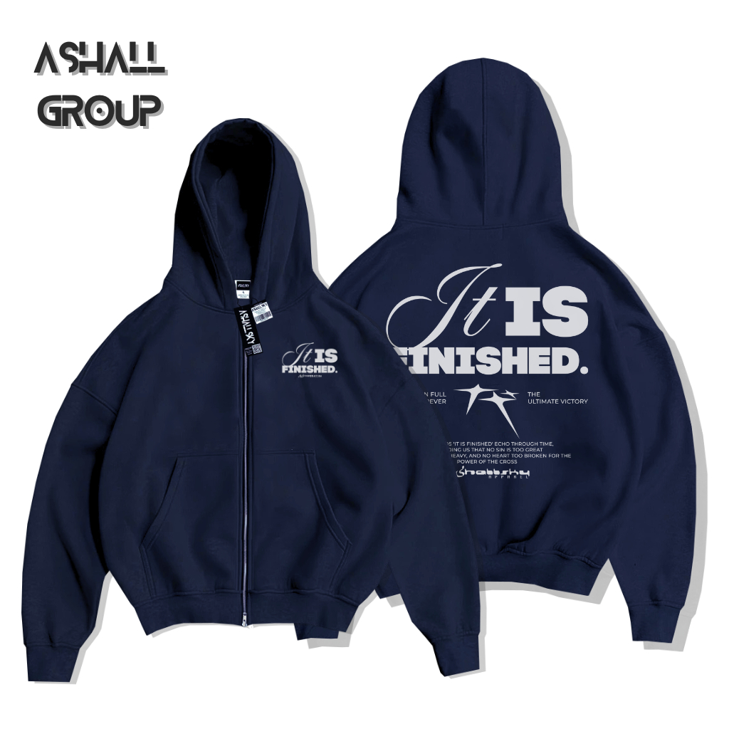 ASHALL_STORE Hoodie Boxy Zipper Its Boxy Hoodie Zipper Crop Navy