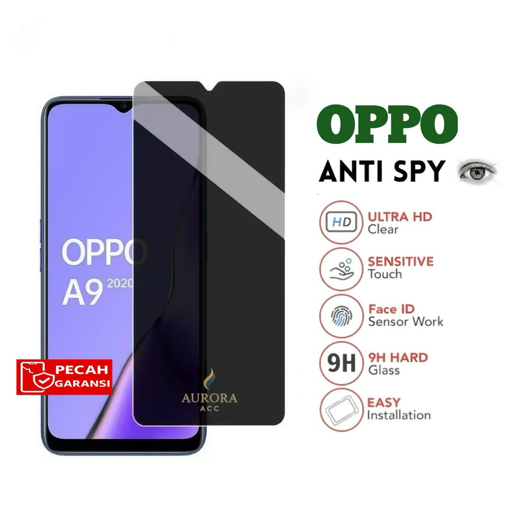 กระจกนิรภัย Anti Spy Oppo A9 2020 A5 2020 A5s A1k A3s A31 A32 A33 A35 A36 A37 A38 K1 K3 K5 K7 5G K7x