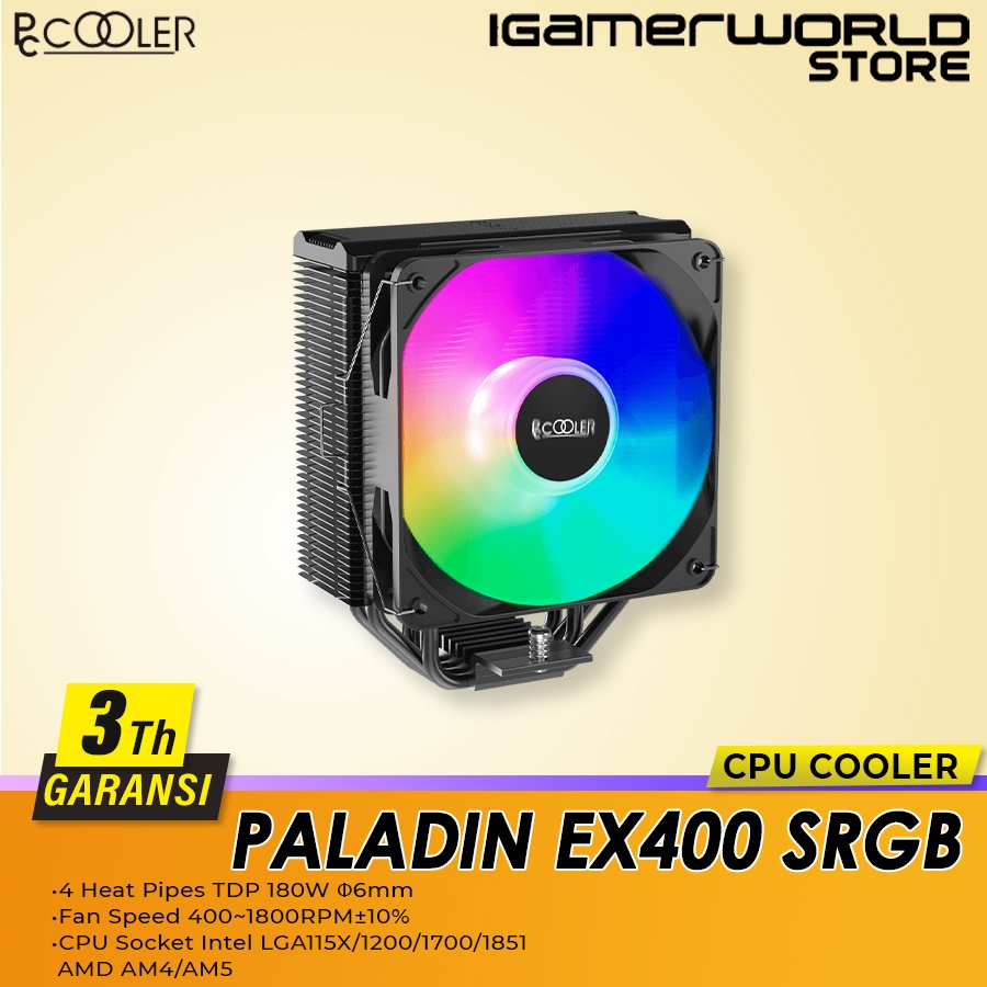 PCCOOLER Paladin EX400 SRGB CPU Cooler 4 ท่อความร้อน TDP 180W PC Cooler