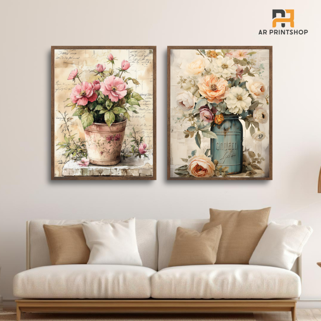 ตกแต่งผนัง, Flower Vintage Walldecor, Aesthetic Living Room Wall Decor