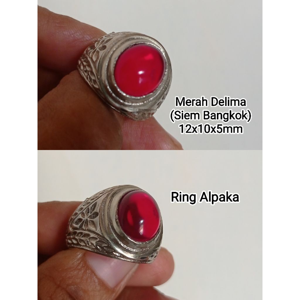 MERAH แหวนโกเมนผู้ชาย / แหวนอัลปาก้า Bangkok Siem