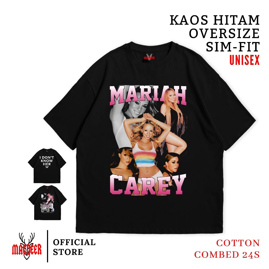 MACDEER MARIAH CAREY เสื้อยืดสีดํา Oversize slimfit สีดํา CONCERT CAREY 1-4