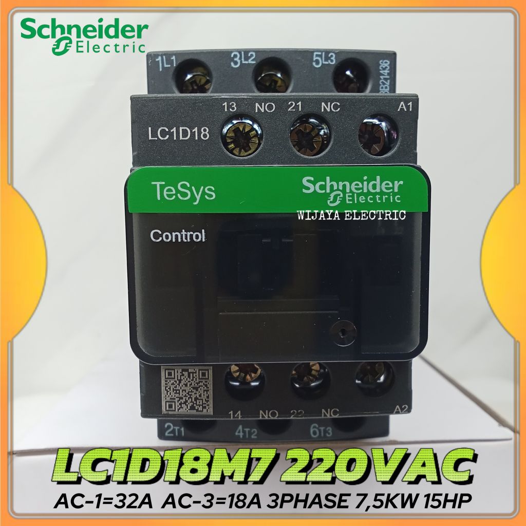 คอนแทคเตอร์ Schneider ของแท้ LC1D18 LC1D18M7 LC1D 18M7 220VAC 3phase 3P Schneider