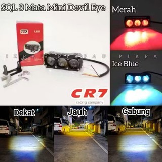 Lampu Tembak MINI Laser 3 Mata Devil Eye Super Terang Full Aluminium Putih Kuning