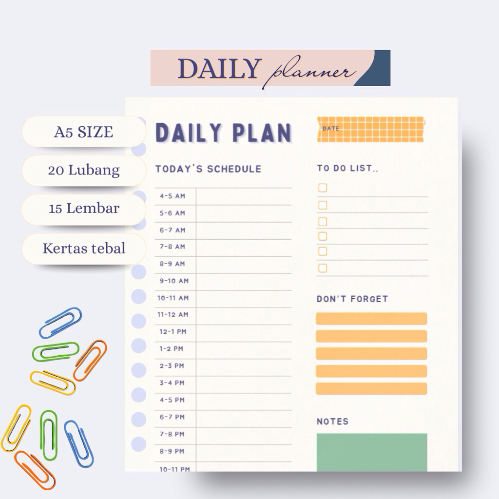Loose Leaf Planner Daily A5 Daily Planner - Loose Leaf Daily Planner Binder เนื้อหากระดาษ
