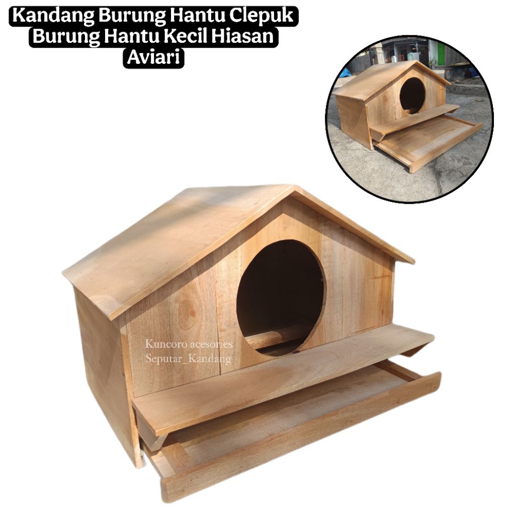 Mini Owl House Mini Ceguk ไม้ประตูกลม + คอน