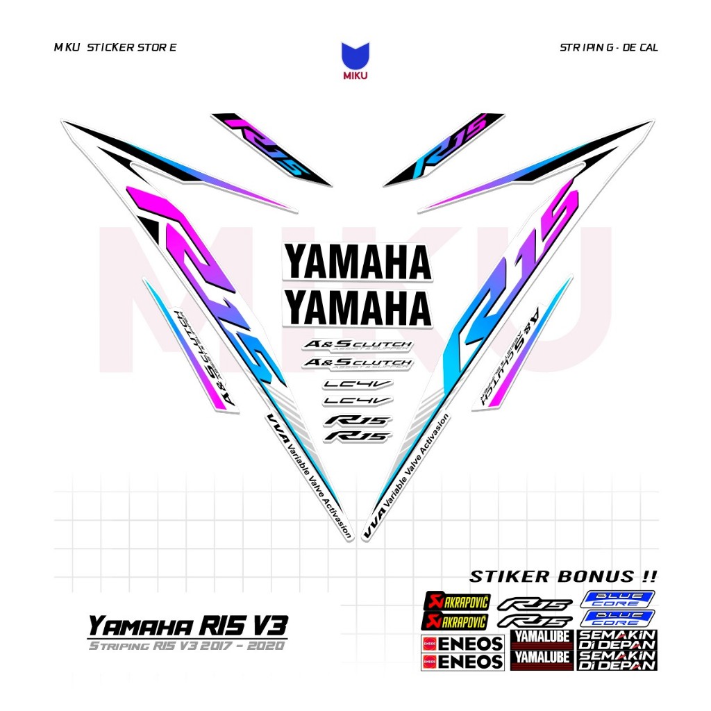 RC11b สติกเกอร์ Striping Yamaha R15 v3 Striping Skotlet Scotlite มอเตอร์กีฬา R15 V3 Variation Graphi