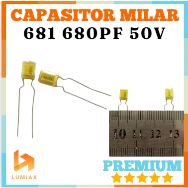 รหัส 681 nissei 680pf 50V Milar fi lm Film Cap 680 pF สีขาวเงิน