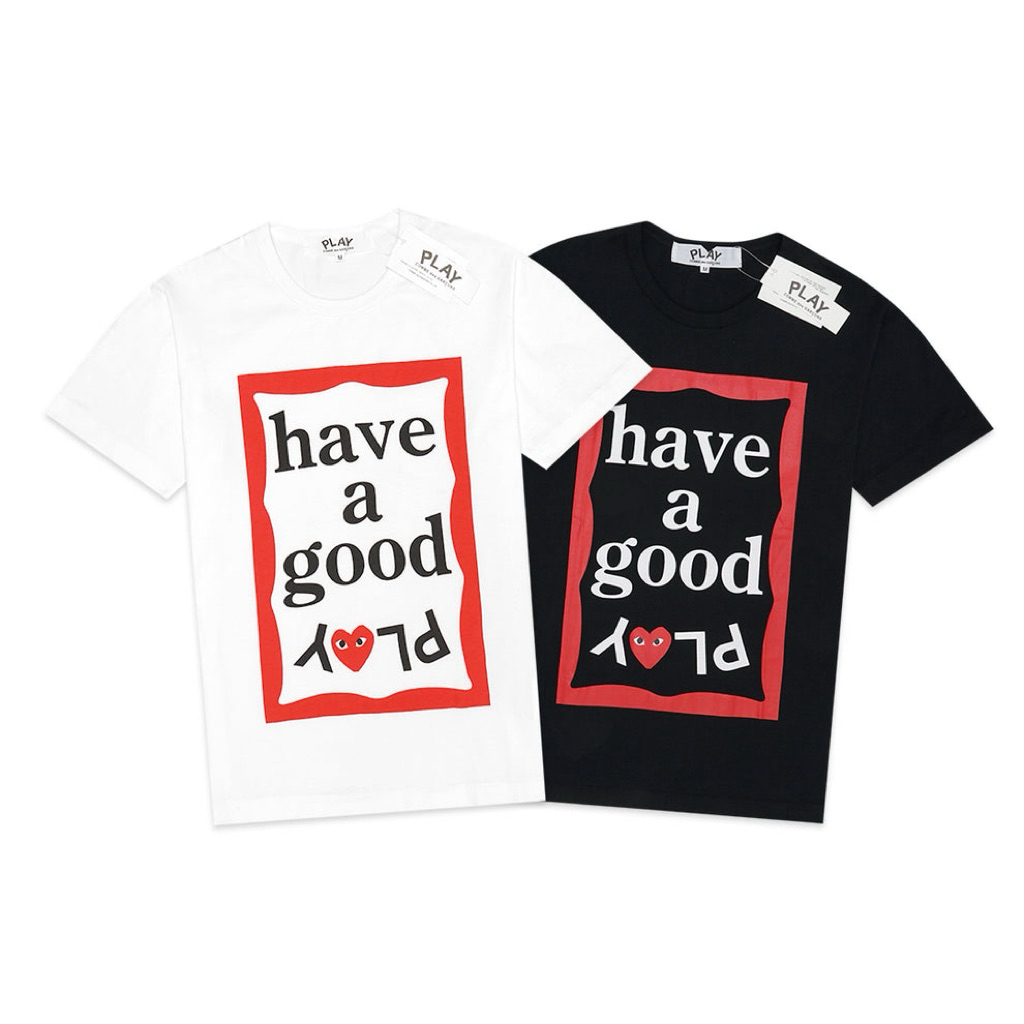 PLAY Come des garcons love เสื้อยืดโอเวอร์ไซส์ unisex โลโก้พื้นฐานระดับพรีเมียม