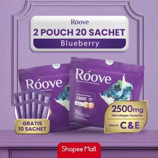 Roove Blueberry Collagen Drink 50 Sachet (2 Pouch Free 10 Sachet)