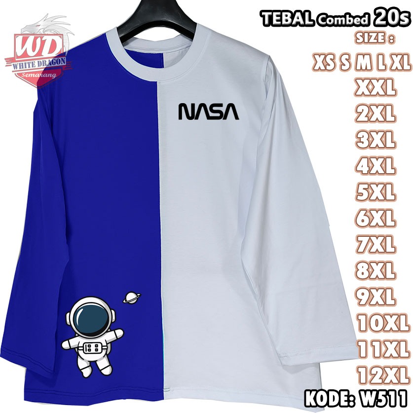 NASA LONG SLEEVE เสื้อยืดรหัส W511 BIG SIZE JUMBO 2XL 3XL 4XL 5XL 6XL 7XL 8XL 9XL 10XL 11XL 12XL