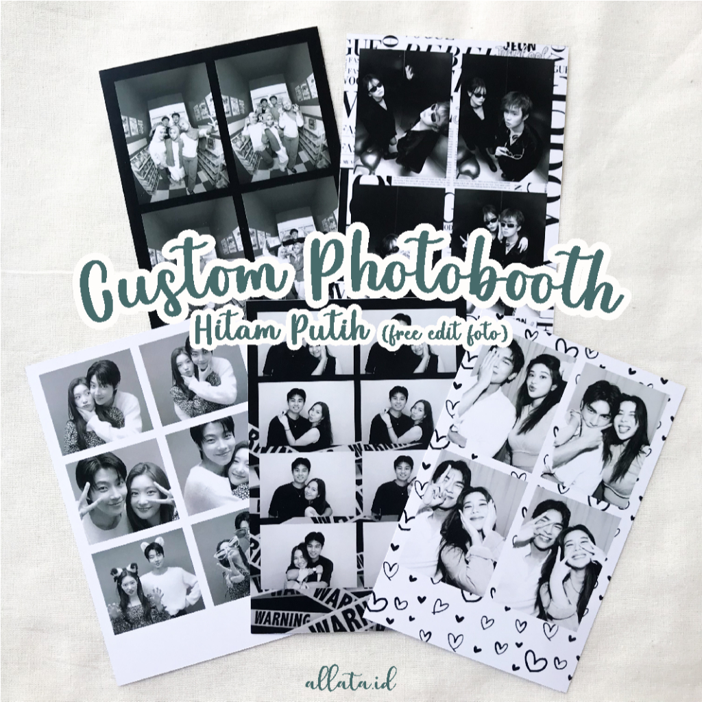 Photobooth กําหนดเองพร้อมรูปถ่ายของคุณเอง | Print Photobox Photobooth Photostrip ภาพขาวดําของคุณเอง