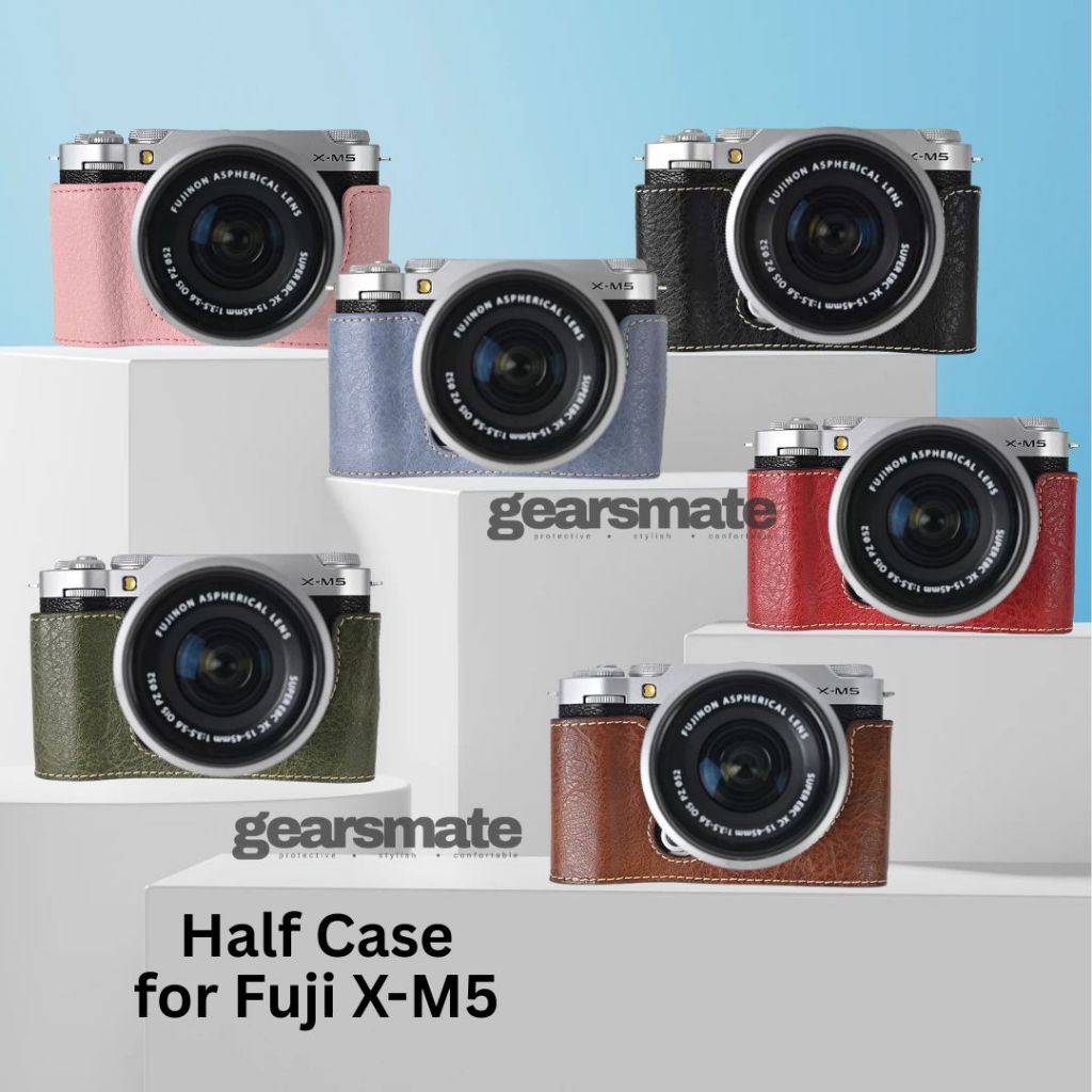 หนัง PU Fujifilm XM5 กระเป๋ากล้องครึ่งสําหรับ Fujifilm XM5