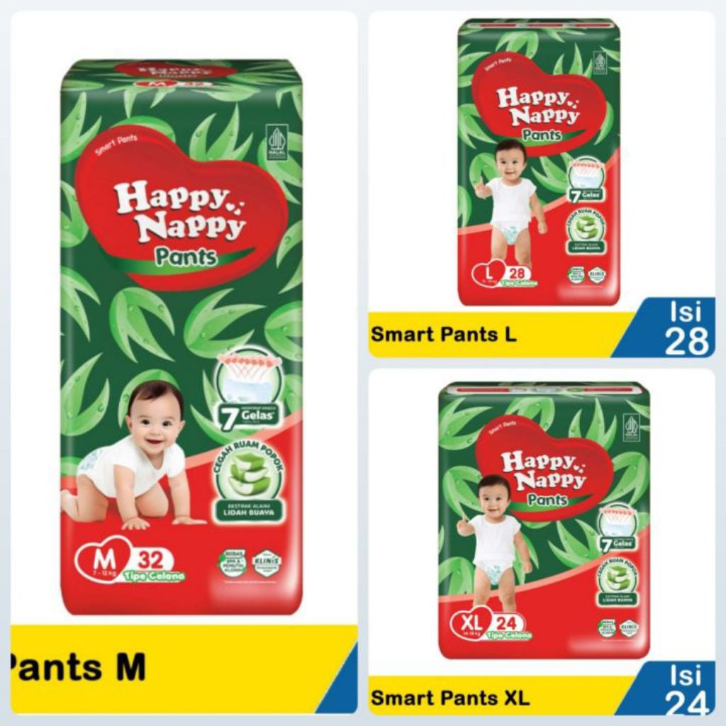 HAPPY NAPPY PANTS M32/L28/XL24 BABY DIAPERS PANTS TYPE