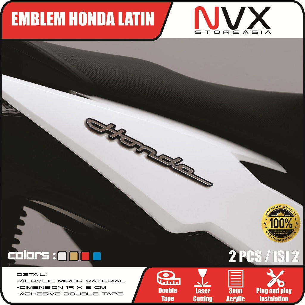 Combo 4PCS Honda Latin + Prestige 3D นูนสัญลักษณ์ – อะคริลิคกระจกโลโก้มอเตอร์ Vario Beat Scoop