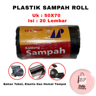 Plastik Sampah Roll Hitam 50x70 (isi 20 pcs)/Trash Bag Premium