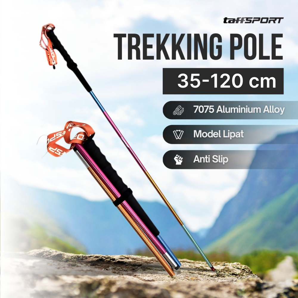 Taffisport ไม้เท้าเดินป่าแบบพับได้ Trekking Pole 7075 อลูมิเนียม 120 ซม. - 7075