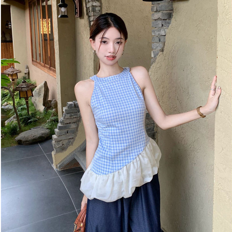 Dainty Vogueเสื้อแขนกุดคล้องคอสําหรับฤดูร้อนของผู้หญิง