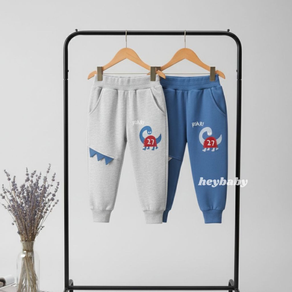 HEYBABY-Password Dino Motif Jogger Pants 27 กางเกงจ็อกเกอร์เด็ก 1 - 10 ปี