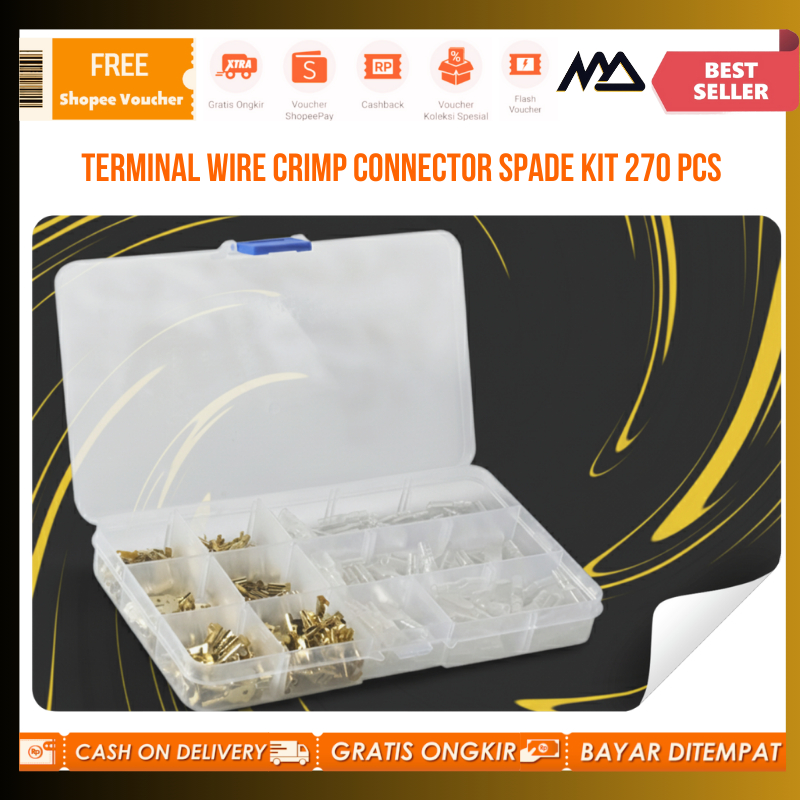 Terminal Wire Crimp Connector Spade Kit 270 ชิ้น / Terminal Spade Connector Kit / Terminal Cable